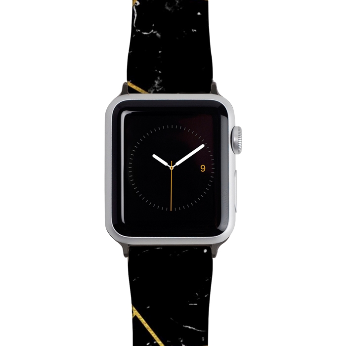 Watch 42mm / 44mm Strap PU leather Black marble by Julia Badeeva