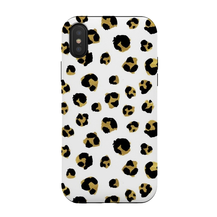 iPhone Xs / X StrongFit Leopard. Black and gold by Julia Badeeva