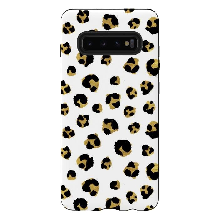 Galaxy S10 plus StrongFit Leopard. Black and gold by Julia Badeeva