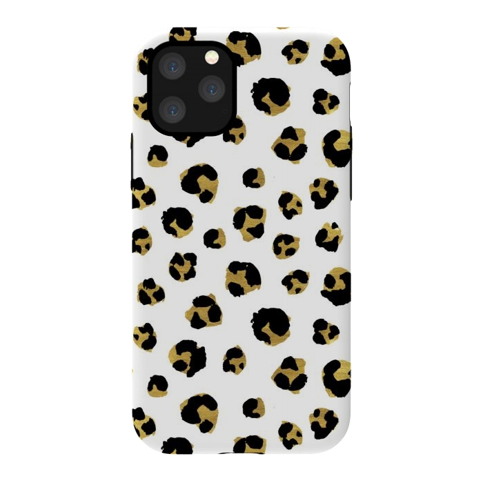 iPhone 11 Pro StrongFit Leopard. Black and gold by Julia Badeeva
