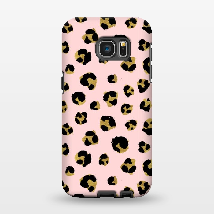 Galaxy S7 EDGE StrongFit Pink and gold leopard by Julia Badeeva