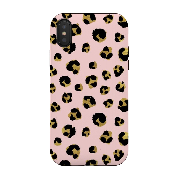 iPhone Xs / X StrongFit Pink and gold leopard by Julia Badeeva