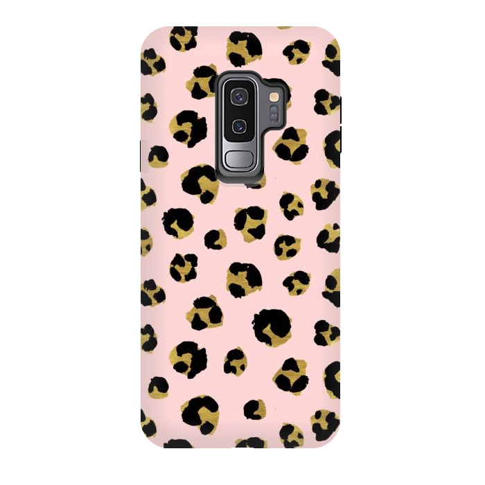 Galaxy S9 plus StrongFit Pink and gold leopard by Julia Badeeva