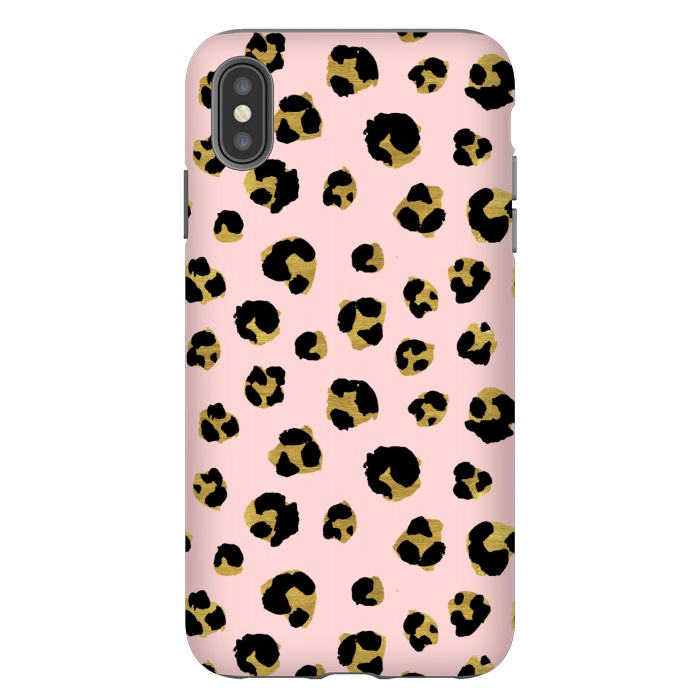 iPhone Xs Max StrongFit Pink and gold leopard by Julia Badeeva