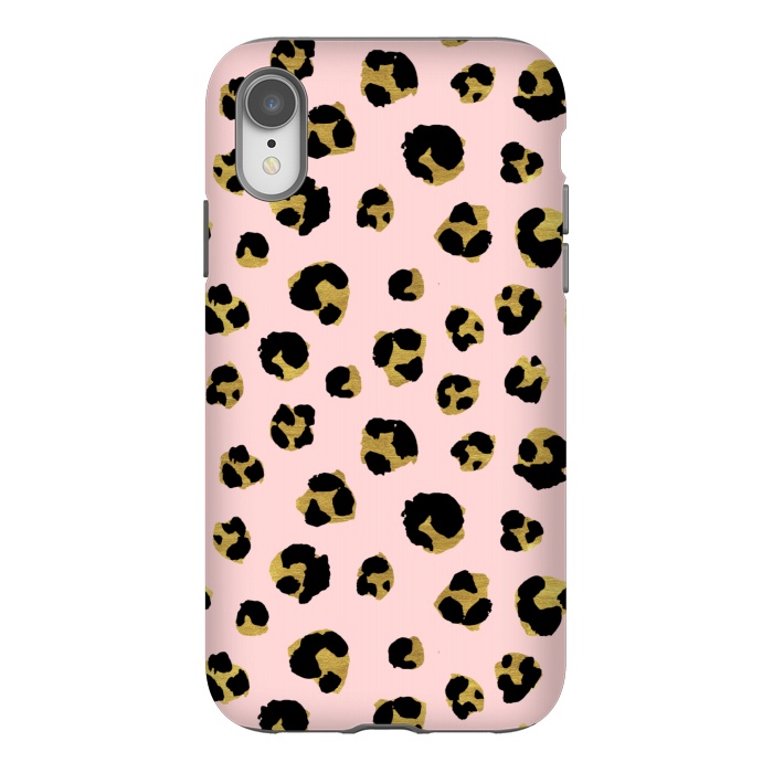 iPhone Xr StrongFit Pink and gold leopard by Julia Badeeva