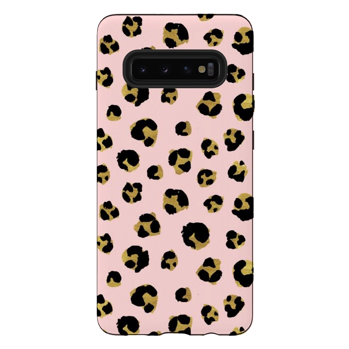 Galaxy S10 plus StrongFit Pink and gold leopard by Julia Badeeva