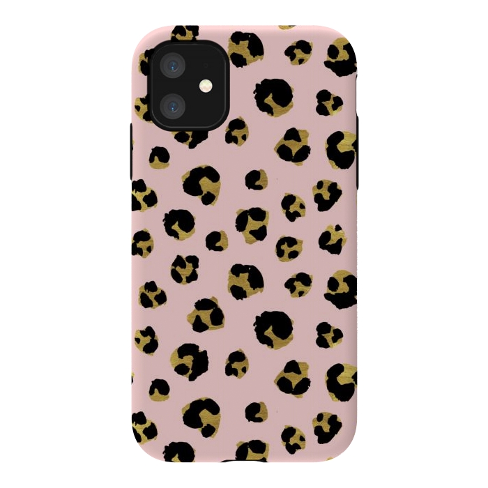 iPhone 11 StrongFit Pink and gold leopard by Julia Badeeva