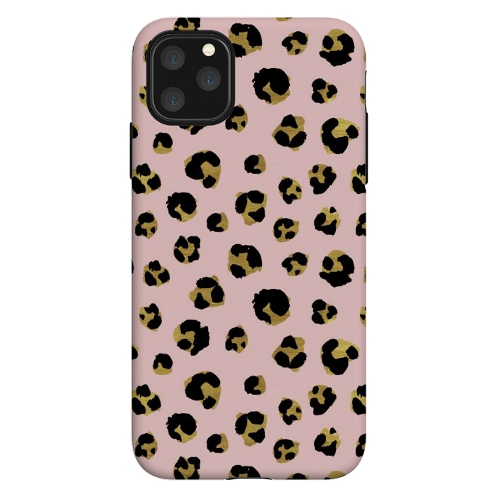 iPhone 11 Pro Max StrongFit Pink and gold leopard by Julia Badeeva