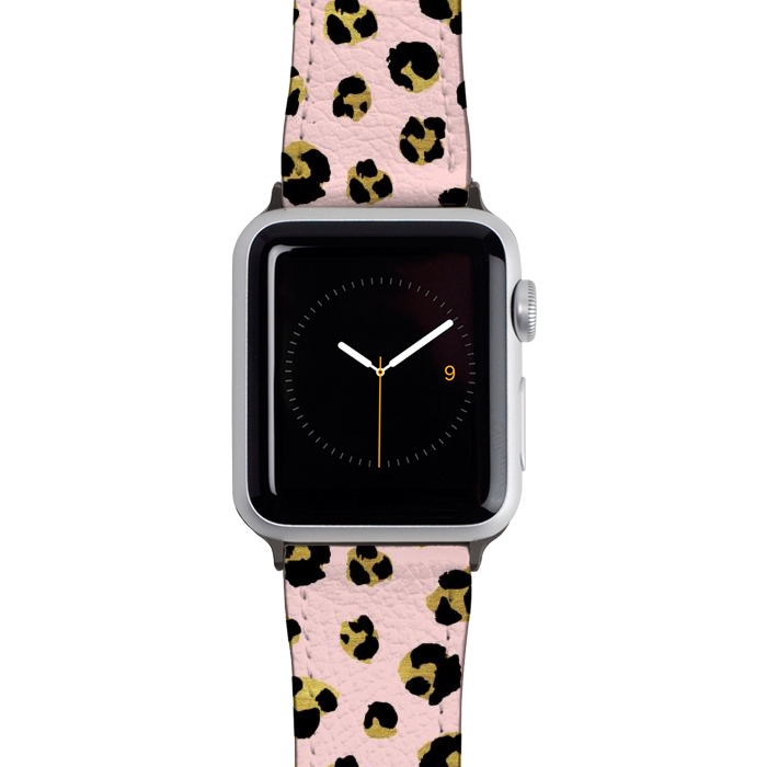 Watch 38mm / 40mm Strap PU leather Pink and gold leopard by Julia Badeeva