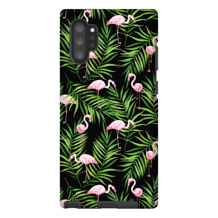 Galaxy Note 10 plus StrongFit Pink flamingo ang palm leaves by Julia Badeeva