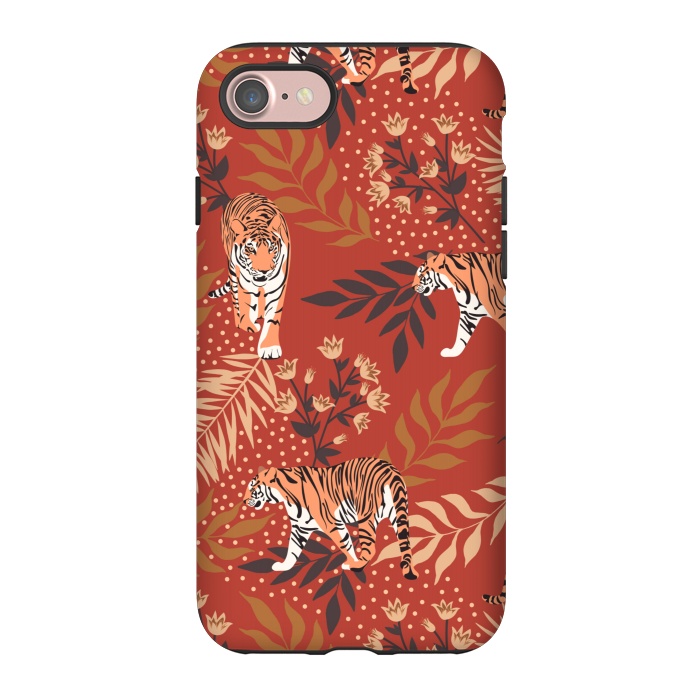 iPhone 7 StrongFit Tigers. Red pattern by Julia Badeeva