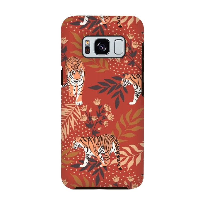 Galaxy S8 StrongFit Tigers. Red pattern by Julia Badeeva