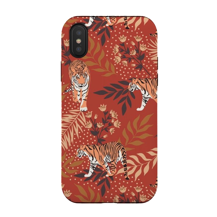 iPhone Xs / X StrongFit Tigers. Red pattern by Julia Badeeva