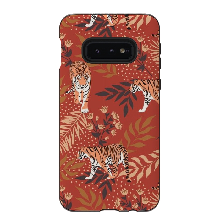 Galaxy S10e StrongFit Tigers. Red pattern by Julia Badeeva
