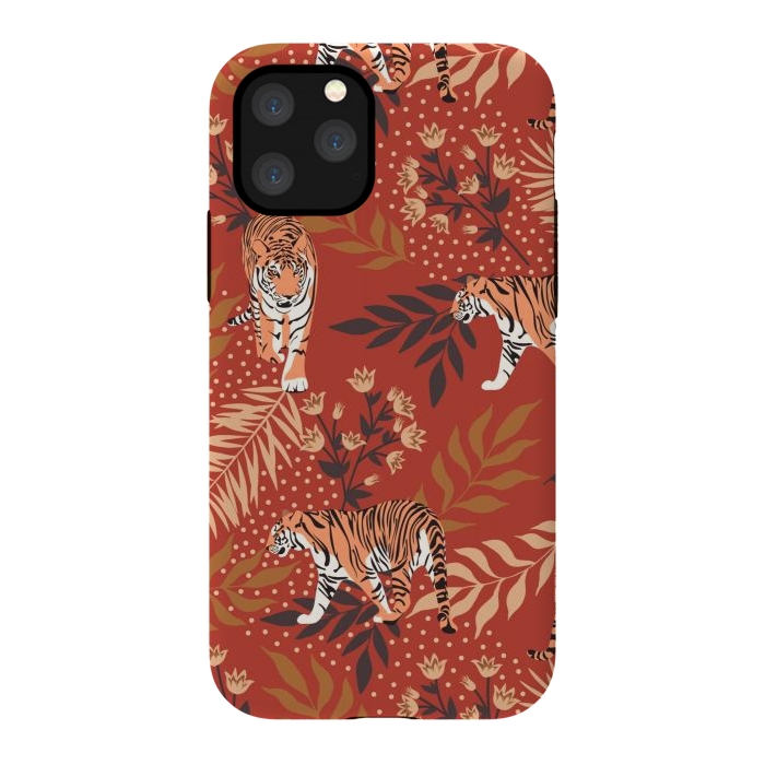 iPhone 11 Pro StrongFit Tigers. Red pattern by Julia Badeeva