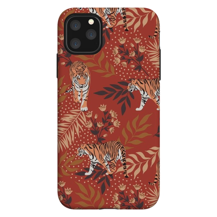 iPhone 11 Pro Max StrongFit Tigers. Red pattern by Julia Badeeva