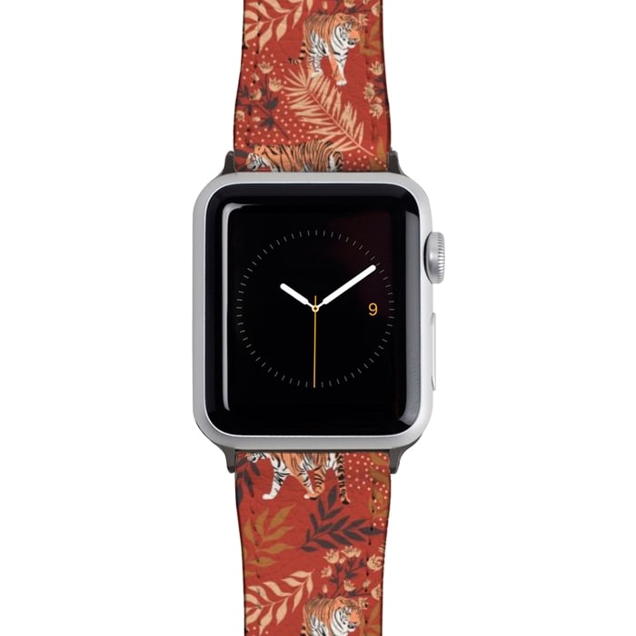 Watch 42mm / 44mm Strap PU leather Tigers. Red pattern by Julia Badeeva