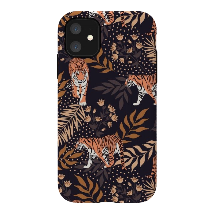 iPhone 11 StrongFit Tigers. Purple pattern by Julia Badeeva