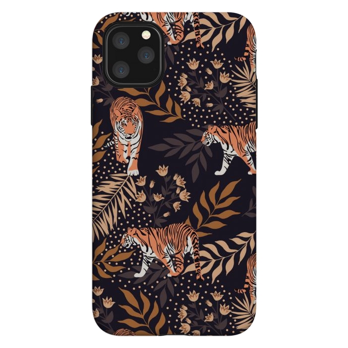 iPhone 11 Pro Max StrongFit Tigers. Purple pattern by Julia Badeeva