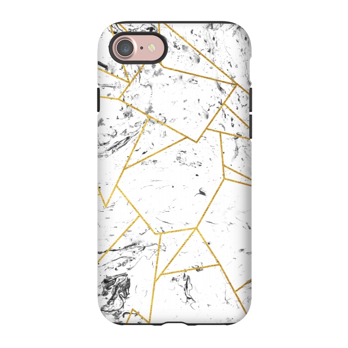 iPhone 7 StrongFit White marble and gold frame by Julia Badeeva