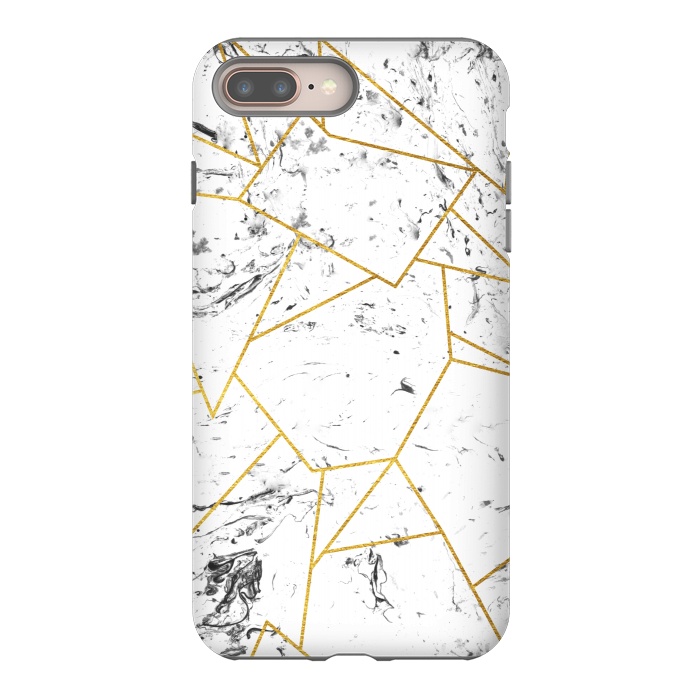 iPhone 7 plus StrongFit White marble and gold frame by Julia Badeeva