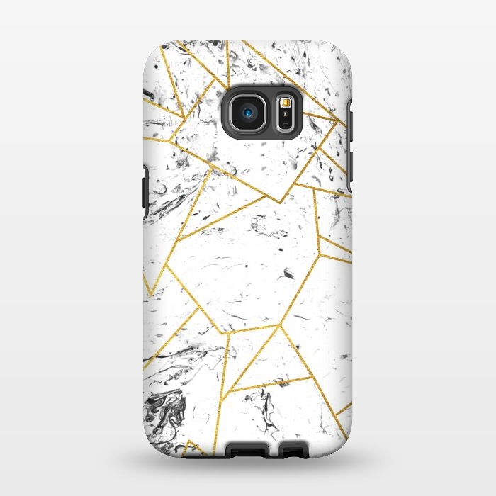 Galaxy S7 EDGE StrongFit White marble and gold frame by Julia Badeeva