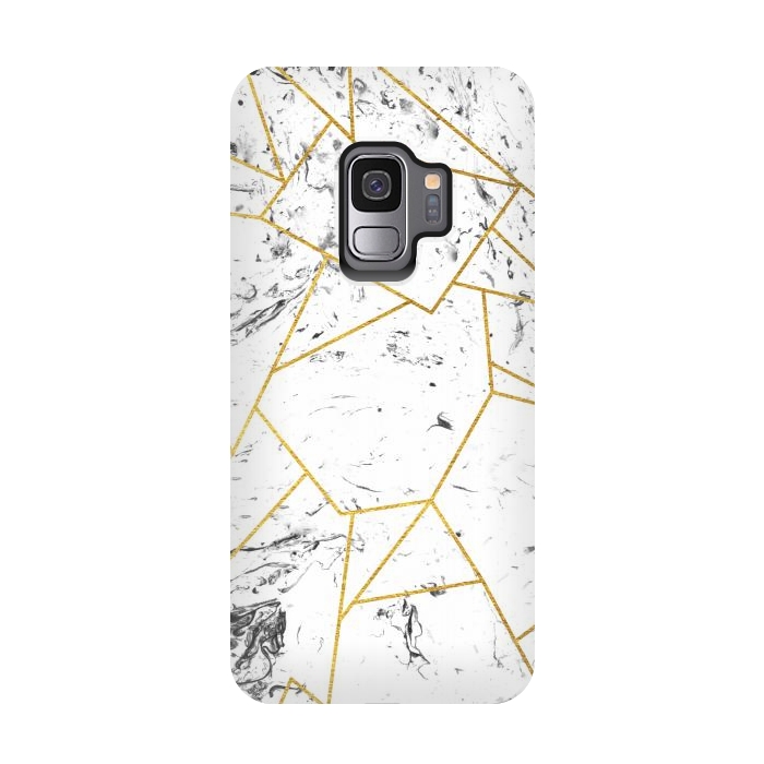 Galaxy S9 StrongFit White marble and gold frame by Julia Badeeva