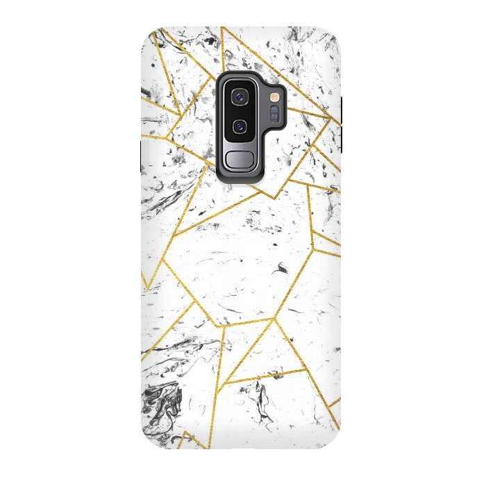 Galaxy S9 plus StrongFit White marble and gold frame by Julia Badeeva