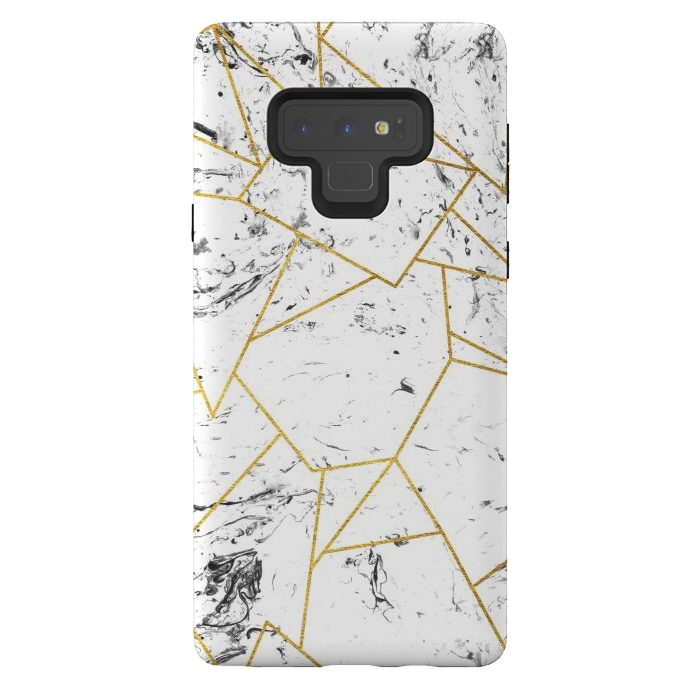 Galaxy Note 9 StrongFit White marble and gold frame by Julia Badeeva