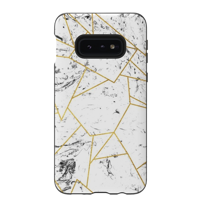 Galaxy S10e StrongFit White marble and gold frame by Julia Badeeva