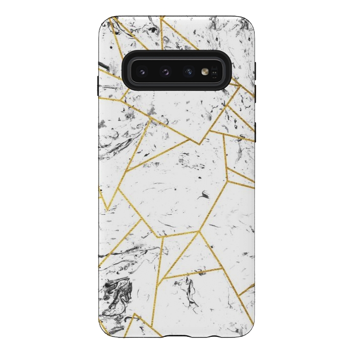 Galaxy S10 StrongFit White marble and gold frame by Julia Badeeva