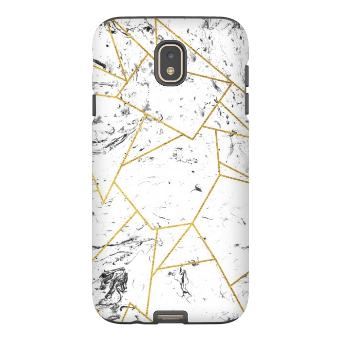 Galaxy J7 StrongFit White marble and gold frame by Julia Badeeva