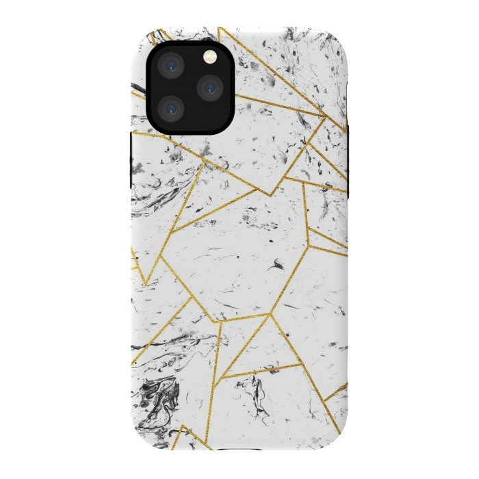 iPhone 11 Pro StrongFit White marble and gold frame by Julia Badeeva