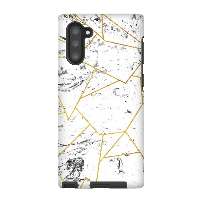 Galaxy Note 10 StrongFit White marble and gold frame by Julia Badeeva