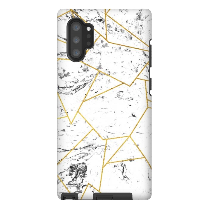 Galaxy Note 10 plus StrongFit White marble and gold frame by Julia Badeeva