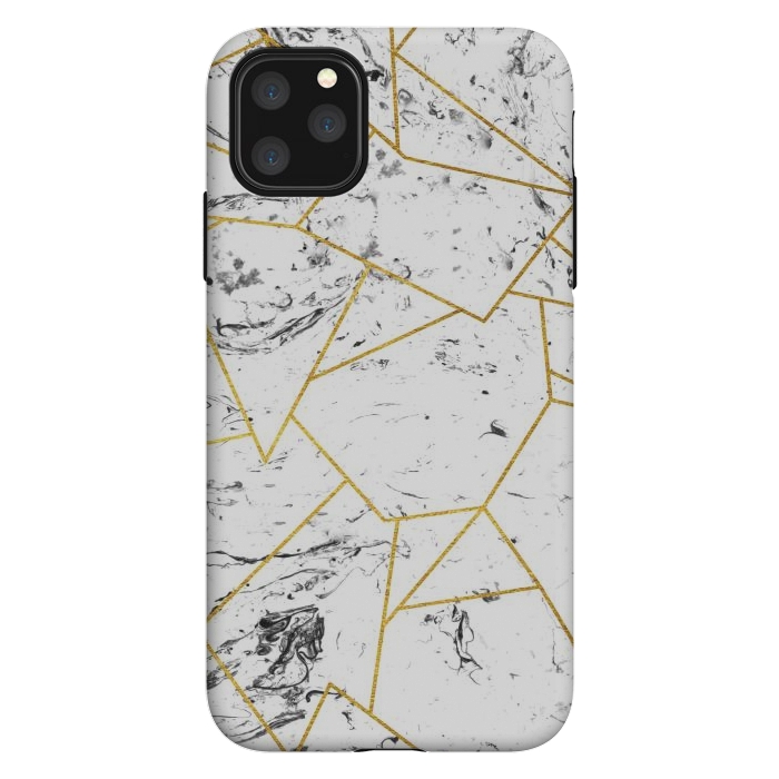iPhone 11 Pro Max StrongFit White marble and gold frame by Julia Badeeva