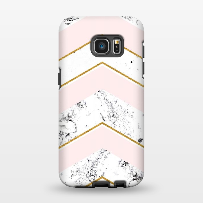 Galaxy S7 EDGE StrongFit Marble. Pink and gold by Julia Badeeva