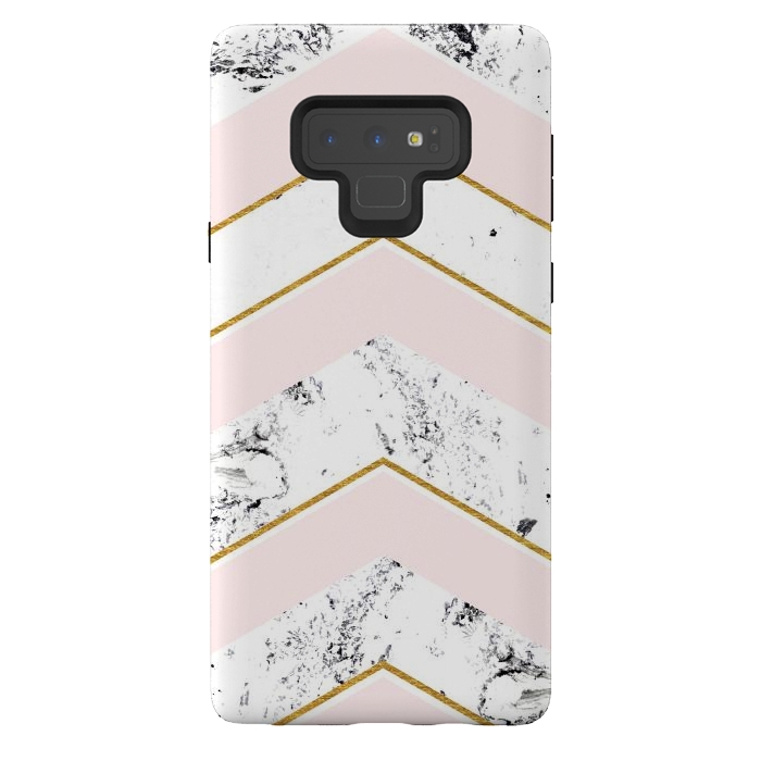 Galaxy Note 9 StrongFit Marble. Pink and gold by Julia Badeeva