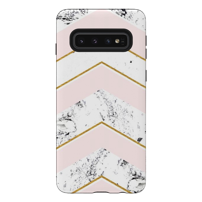 Galaxy S10 StrongFit Marble. Pink and gold by Julia Badeeva