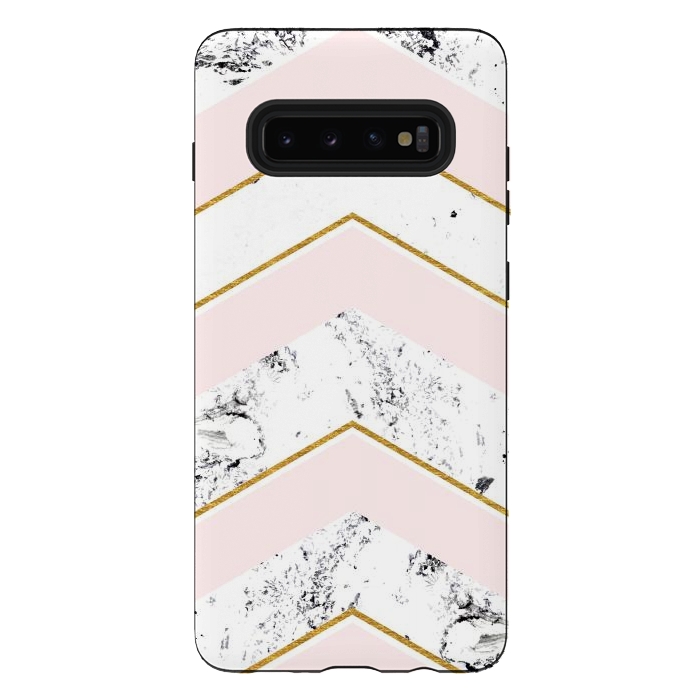 Galaxy S10 plus StrongFit Marble. Pink and gold by Julia Badeeva