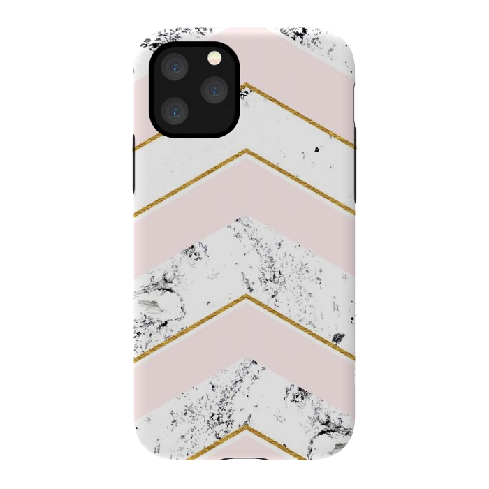 iPhone 11 Pro StrongFit Marble. Pink and gold by Julia Badeeva