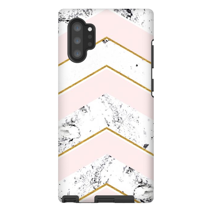 Galaxy Note 10 plus StrongFit Marble. Pink and gold by Julia Badeeva