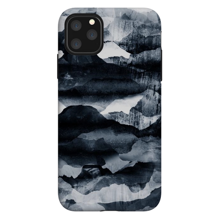 iPhone 11 Pro Max StrongFit Dark blue ink mountain landscape art by Oana 