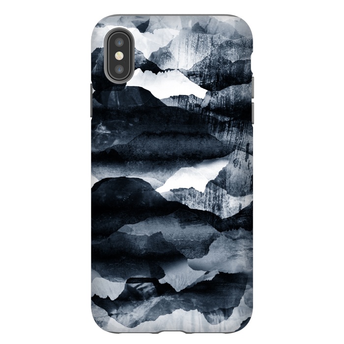 iPhone Xs Max StrongFit Dark blue ink mountain landscape art by Oana 