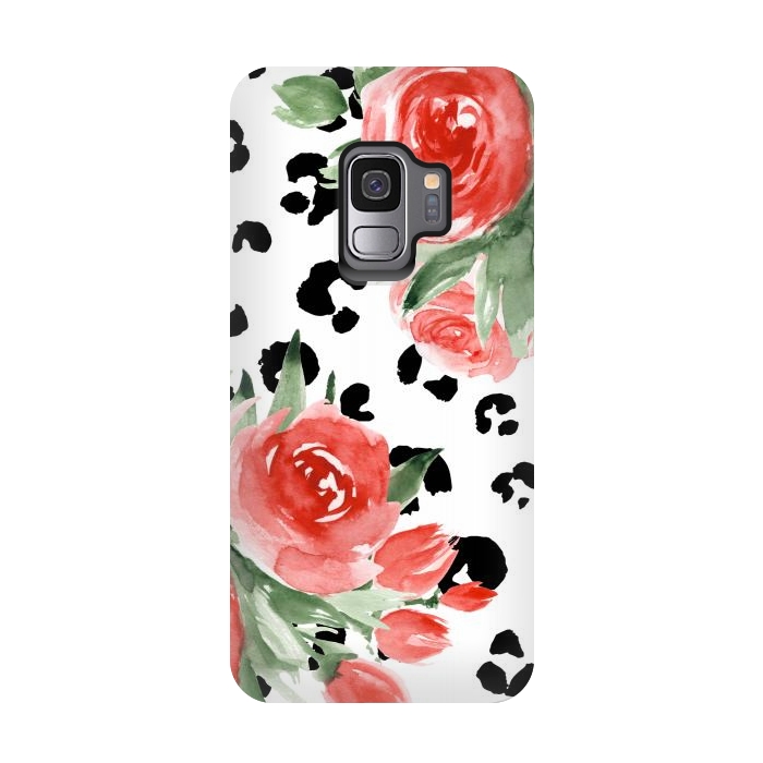 Galaxy S9 StrongFit Roses and leopard by Julia Badeeva