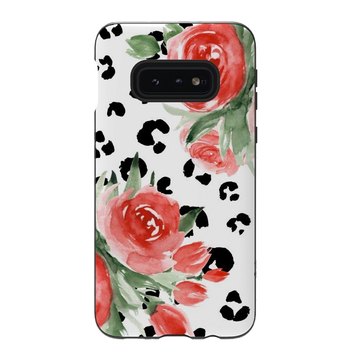 Galaxy S10e StrongFit Roses and leopard by Julia Badeeva