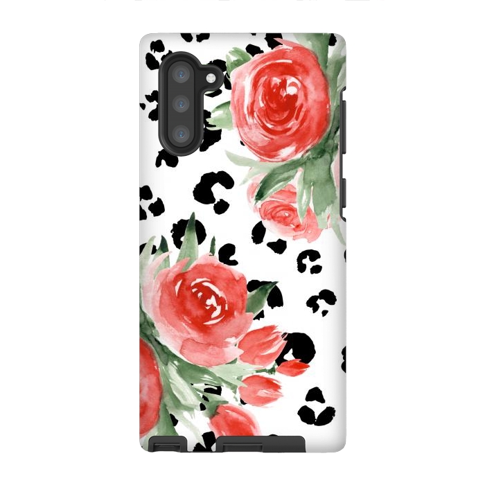 Galaxy Note 10 StrongFit Roses and leopard by Julia Badeeva