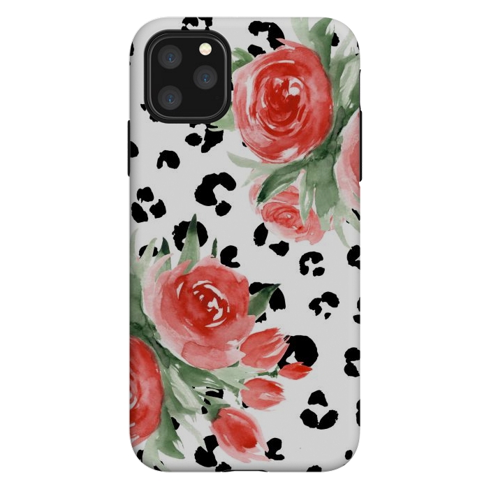 iPhone 11 Pro Max StrongFit Roses and leopard by Julia Badeeva
