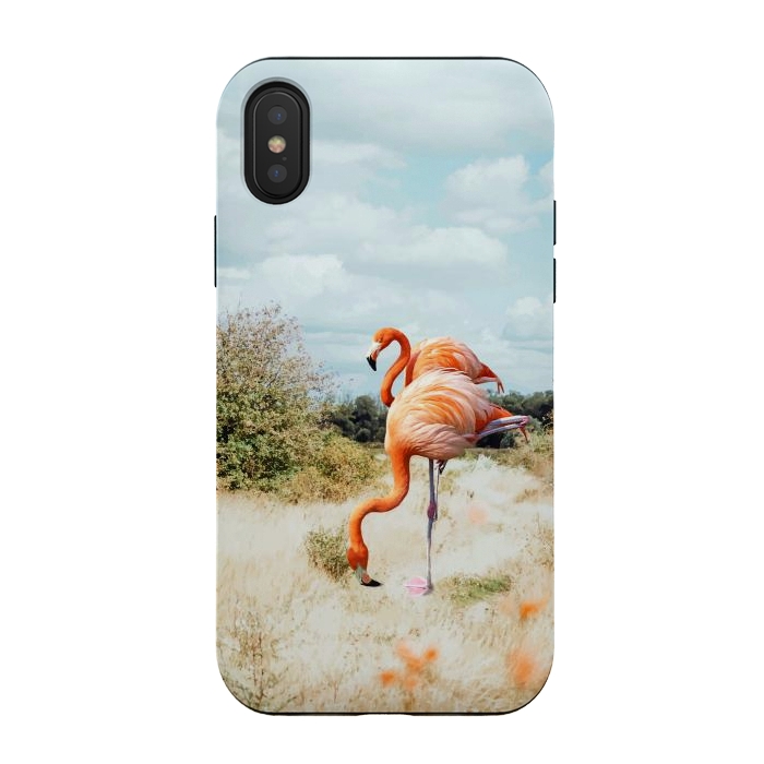 iPhone Xs / X StrongFit Flamingo Couple by Uma Prabhakar Gokhale