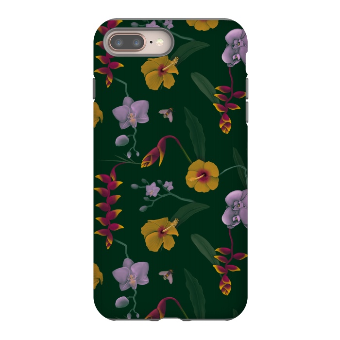 iPhone 7 plus StrongFit Heliconia & Hibiscus by Tishya Oedit